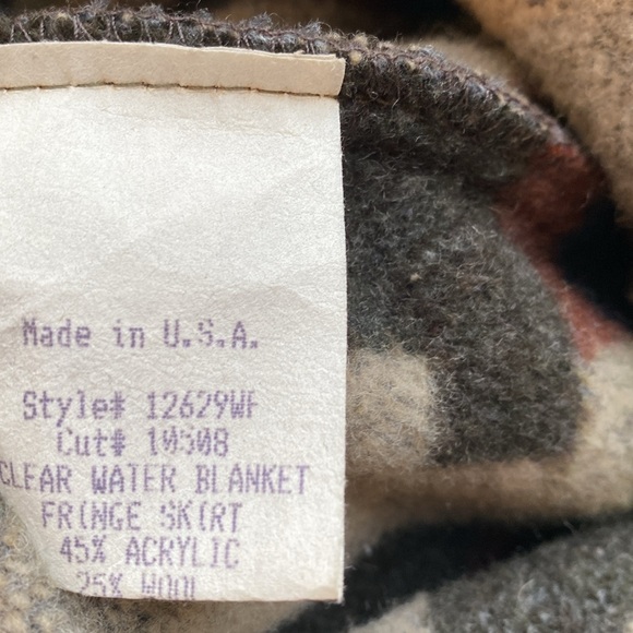 True Grit Women’s Blanket Fringe Skirt Size 8 Southwestern Tribal Wool Blend - Picture 13 of 17